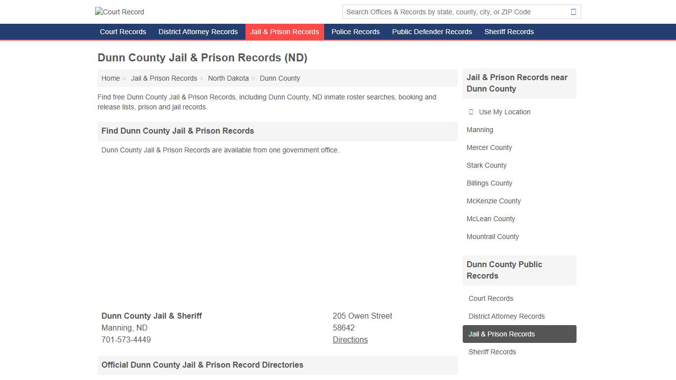 Dunn County Jail & Prison Records for Free (Dunn County, ND)